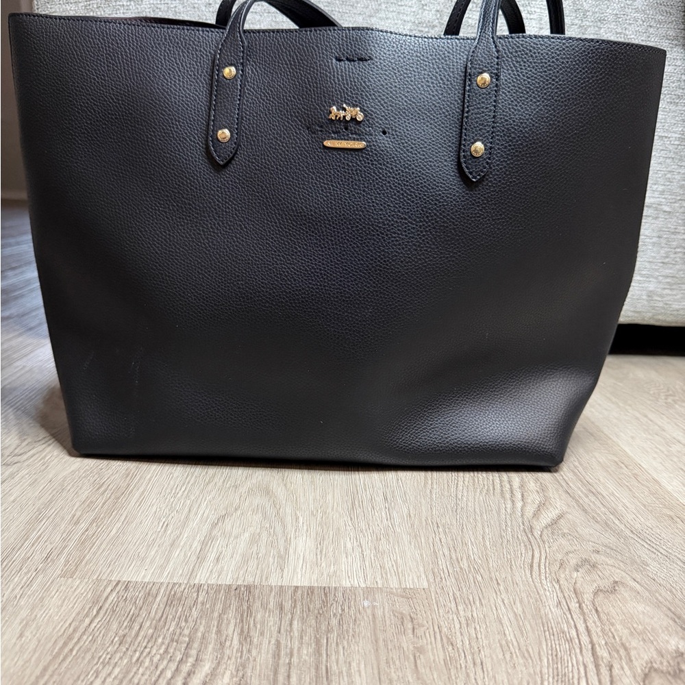 Coach Black Tote with Gold Accents - Picture 4 of 16